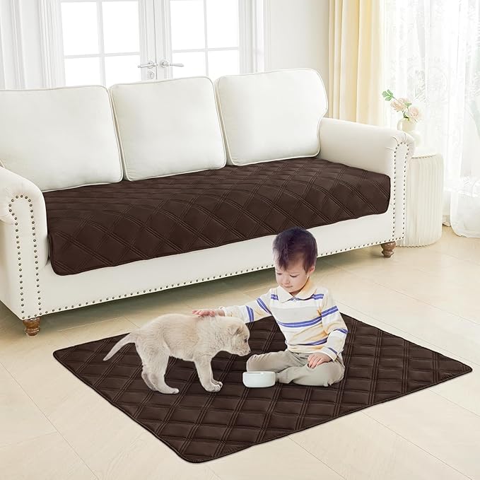 Smiry Waterproof Dog Bed Cover Blanket 30x53, Soft Reversible Pet Blanket, Washable Leakproof Cats Dogs Couch Cover for Sofa, Couch, Furniture, Lattice, Chocolate/Chocolate