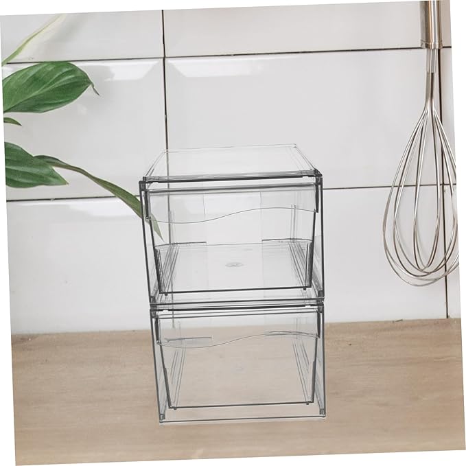 OUNONA 2pcs Stackable Makeup Organizer Removable Acrylic Cosmetic Storage Box for Efficient Desktop and Bathroom Organization