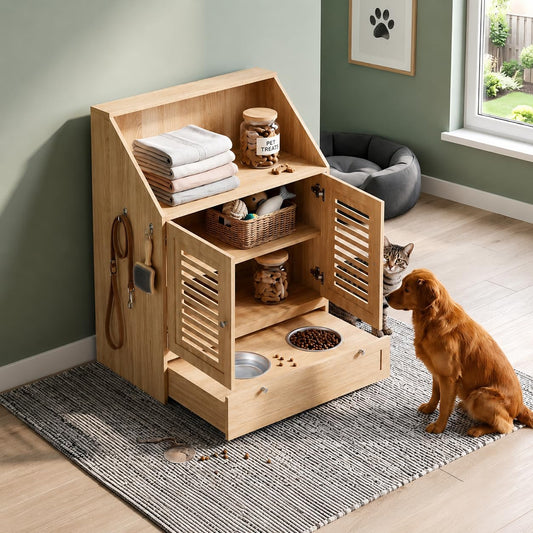 Garvee Dog Feeding Station with Storage & 2 Elevated - Image 1