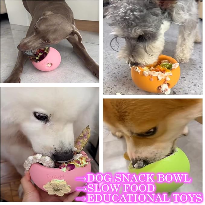 Treat Dispensing Dog Toy & Slow Feeder Bowl, Interactive Puzzle and Mental Toy for Anxiety Relief,Chase Play, and Use as Freezable Lick Bowl (Apple Green, Small 357g)
