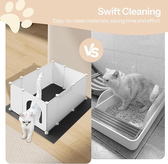 HOOBRO Cat Litter Box Enclosure with Large Oxford Mat, Extra Large Litter Box Shield with Row-Hook, 30.3" L x 18.5" W x 15.7" H, Compatible with Most Litter Boxes, White BW07PP03