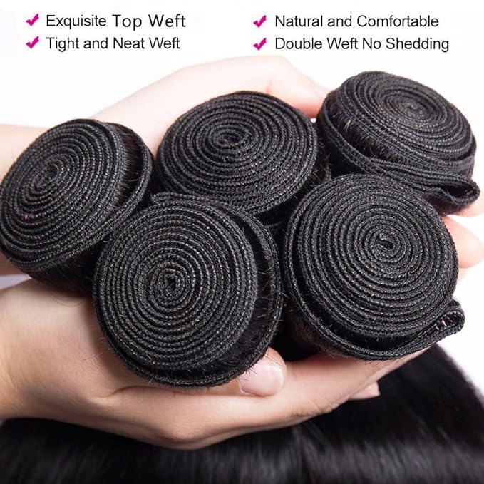 Selian Hair Straight 3 Bundles Human Hair 22 22 22 Inch Unprocessed Brazilian Virgin Hair 300g/Pack Natural Black Color Human Hair Extension for Women