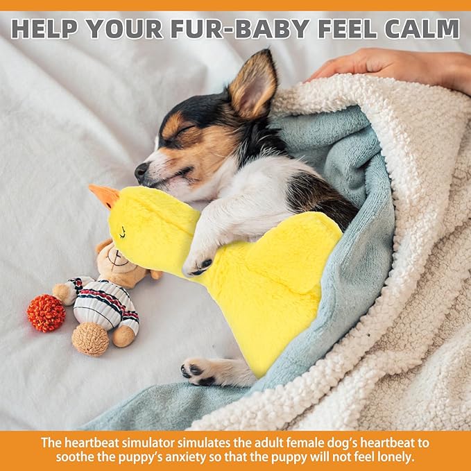 Heartbeat Calming Duck Plush Toy — Anxiety Relief, Crinkle Wings, Rechargeable