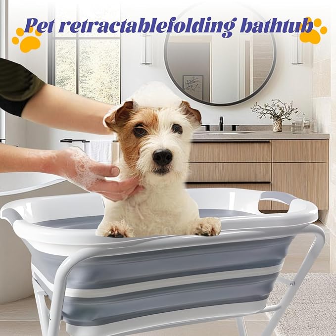 Pet Dog Booster Bath Elevated Dog Bathing Tub，Collapsible Foldable Portable Shower Bathtub for Small Dogs Cats Pet Washing Station for Grooming, Indoor and Outdoor