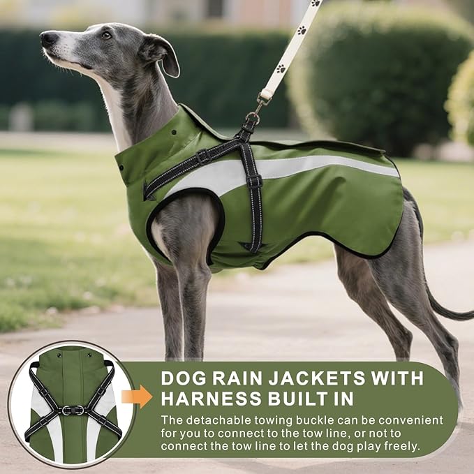 Mosucoirl Dog Raincoat Waterproof Raincoats for Dog Reflective Dogs Rain Jackets with Hood Hoodie Pet Rain Poncho Coat for Small Medium Large Dogs Puppies S-XXL (Green, S)