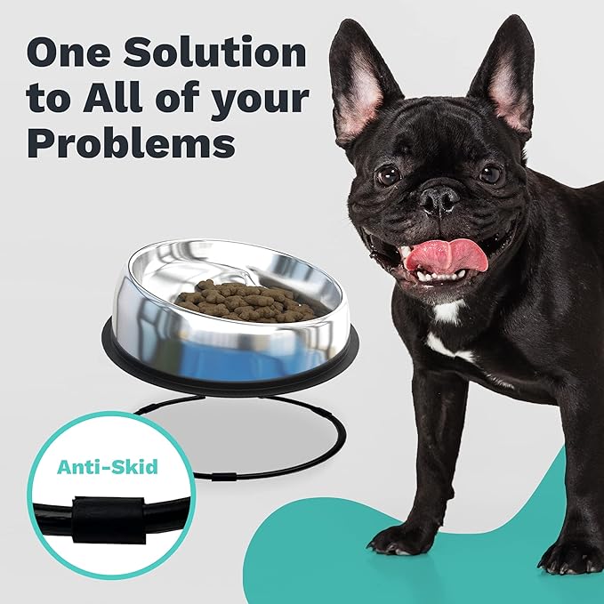 Small Bowl + Stand - 1 Enhanced Pet Bowl (Small) & 1 Small Stand for Enhanced Pet Bowl Flat-Faced Dog Breeds Vet Approved - Non-Slip Slanted with Ridge - Less Mess, Less Gas and Better Digestion