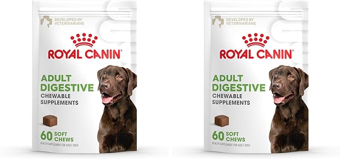 Royal Canin Digestive Dog Supplement Soft Chews for Adult Dogs, 60 Count (Pack of 2)