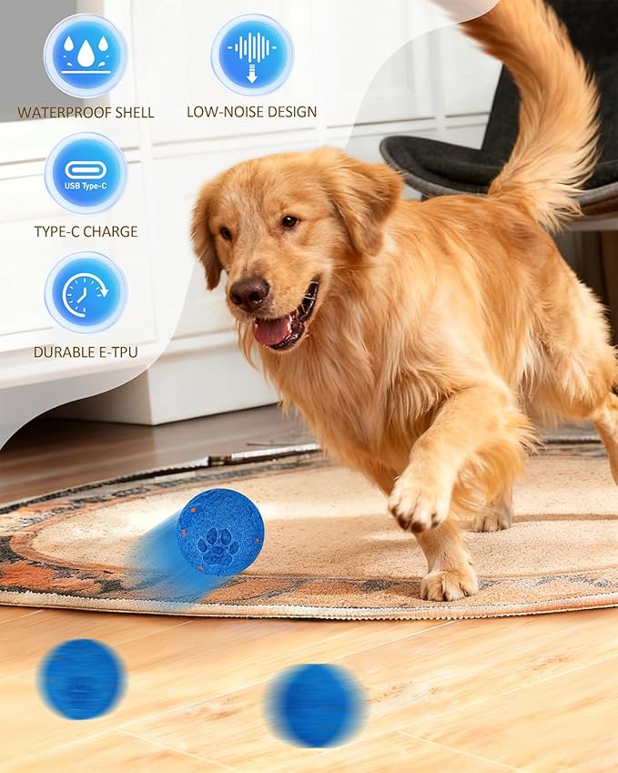 Interactive Dog Ball & Interactive Dog Toys for Medium/Large Dogs: Self-Moving, Auto-Vibrating & Bouncing Smart Ball - 3.1“ Chew-Resistant E-TPU, IPX7 Waterproof & Low-Noise(Include Gift Bag)