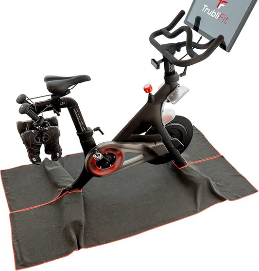 Mat Sweat Towel for the Original Peloton Bike & Bike+ and Cross Training Bike & Bike+, Accessories for Peloton Bike, Washable Mat Towel, Indoor Cycling Floor Mat for Intense Hill Climbs and Workouts