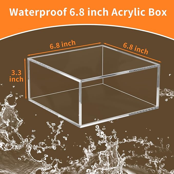 NIUBEE Acrylic Storage Box with Lids, 6.8‘’ Clear Mult-Purpose Box Square Stackable for Office, Home, Mini Cube Containers for Jewelry, Staples, Mini Toys