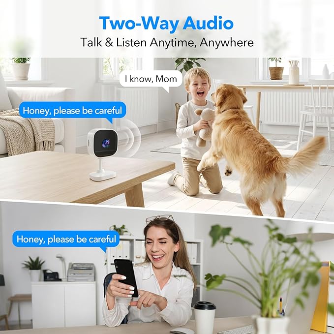 2K Cameras for Home Security Dual-Band 5G/2.4GHz WiFi Security Indoor Camera for Baby Pet Dog Cat Elder AI Motion Detect 2-Way Audio Night Vision 24/7 Local Recording SD Cloud Storage 4 Pack