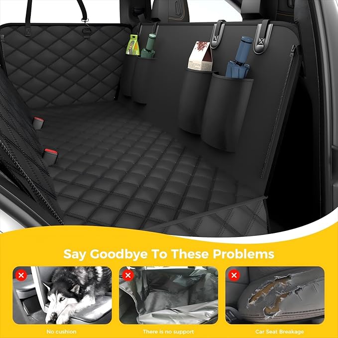 Dog Car Seat Cover for Back Seat,100% Waterproof Scratch Proof Nonslip Seat Cover,600D Heavy Duty Scratch Soft Dog Hammock for Car for Cars Trucks and SUVs (Grey)