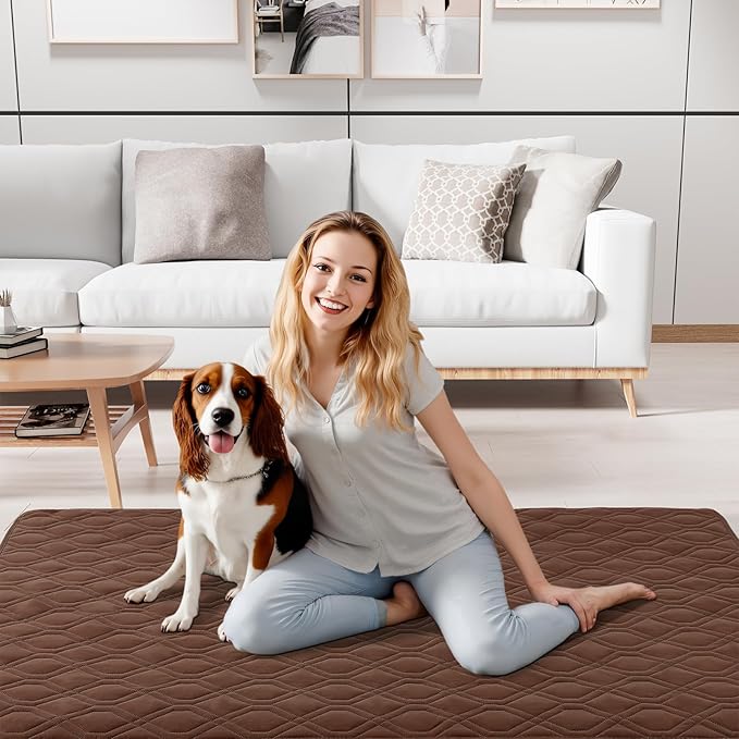 Smiry Waterproof Dog Blanket, 68x82 Inch Soft Pet Bed Cover Reversible, Washable Sofa Couch Furniture Protector for Small Medium Large Dog Puppy Cat, Geometric, Brown/Chocolate