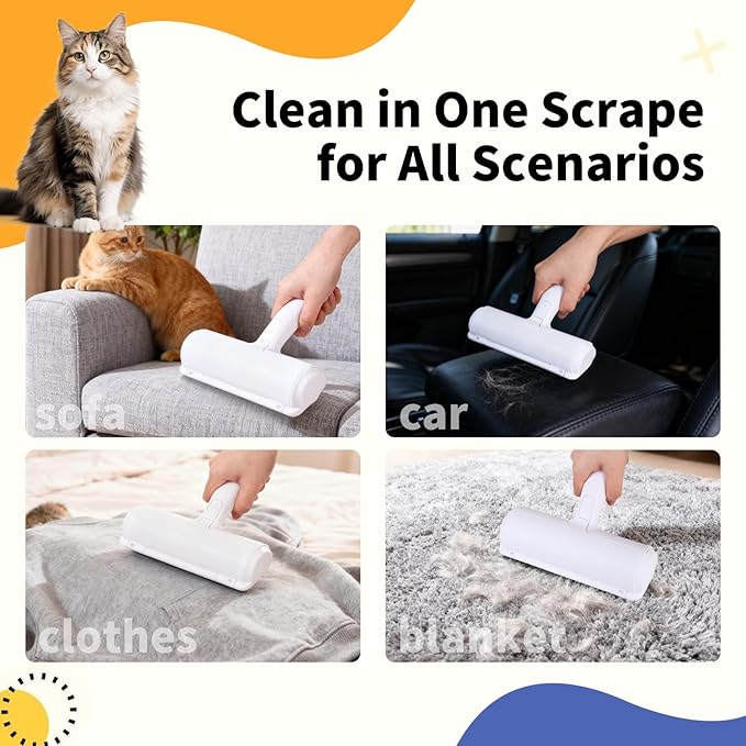 Pet Hair Remover, Reusable Self-Cleaning Lint Roller with Trash Bin for Sofa, Furniture, Carpet, Cat and Dog Hair Removal Tool (Gray)