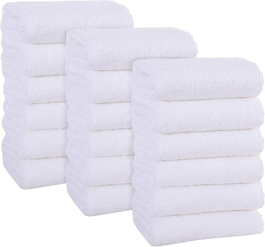MOONQUEEN 18 Pack Premium Hand Towels - Quick Drying - Microfiber Coral Velvet Highly Absorbent Towels - Multipurpose Use as Hotel, Bathroom, Shower, Spa, Hand Towel 16 x 28 inches (White)