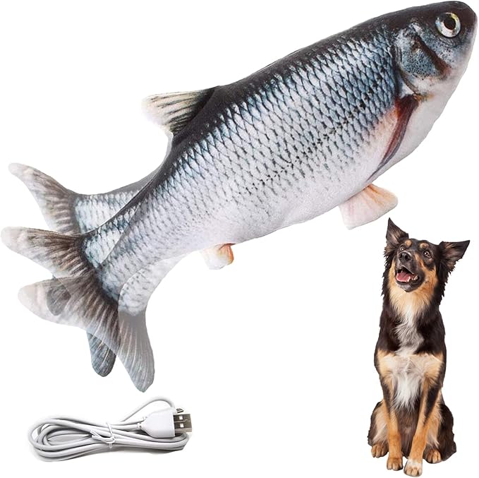 Flopping Fish Electric Dog Toy - Realistic Moving Rocking Interactive Pet Toy for Small Medium Dogs, Chew Toy for Dog Exercise & Boredom Relief