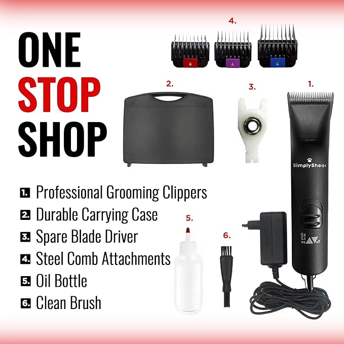 Premium Dog Clippers for Grooming, High-Performance 2-Speed Corded Shears, Quiet and Reliable Grooming Kit for Dogs and Cats, SS100