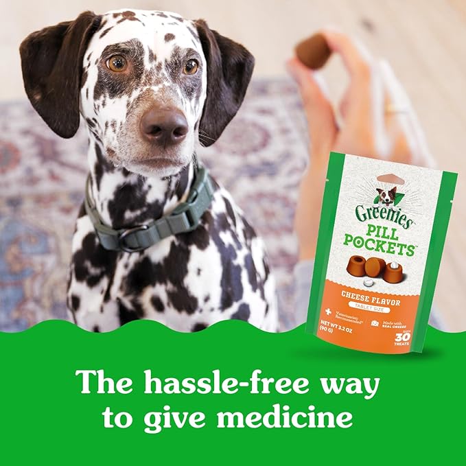 Greenies Pill Pockets for Dogs Small Size, Soft Dog Treats, Cheese Flavor, (6) 3.2 oz. Pouches (180 Treats Total)