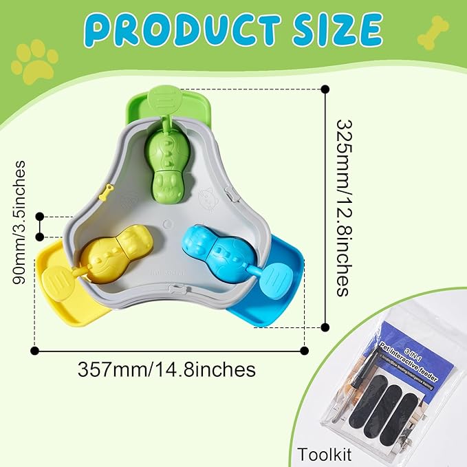 3-in-1 Interactive Dog Treat Dispenser, Multi-Pet-Share Dogs Slow Feeder Dispenser Puzzle, Press-to-Release Dog Puzzles for Smart Dogs, IQ Training and Mental Stimulation Puzzle Toys (Grey)