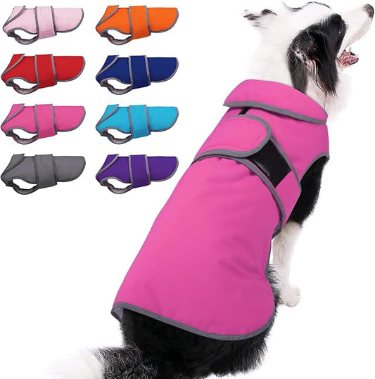 MIGOHI Warm Dog Coat Winter Dog Jacket,Waterproof Cold Weather Coats for Dogs,Fleece Jacket for Small Medium Large Dogs,Reflective Thick Fleece Vest with Leash Hole
