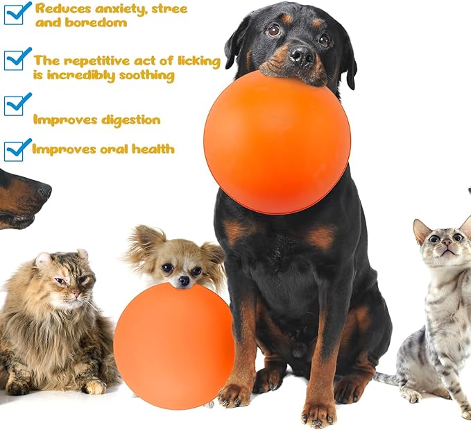 Patelai 2 Pcs Dog Enrichment Lick Bowls Silicone Freeze Bowls Interactive Cat Licking Mats Slow Feeders for Pet Oral Health Boredom Anxiety Relief, Wobble or Stay Put (Orange, Green,Bone)