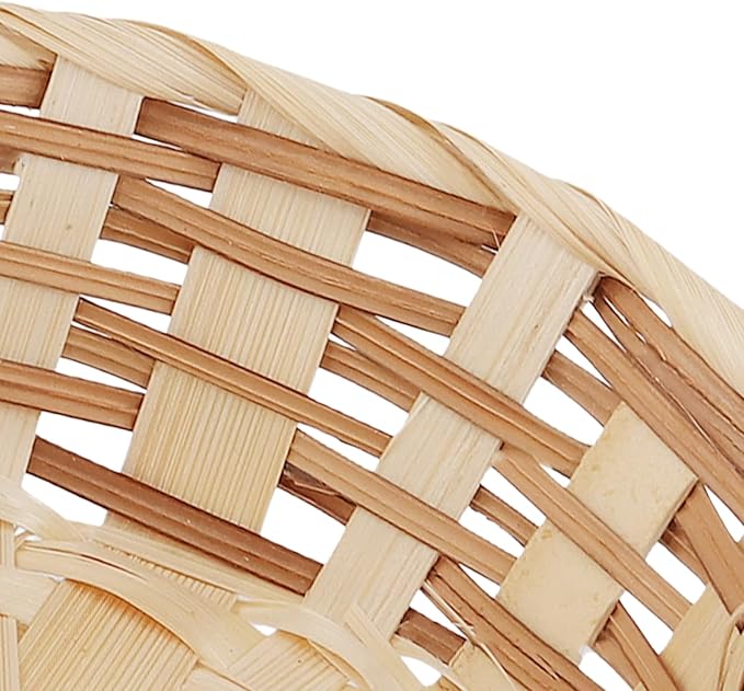 10 Pack Bamboo Woven Basket, 7 x 7 x 2.4 Inch Round Fruit Bread Food Storage Basket for Home Kitchen Restaurant