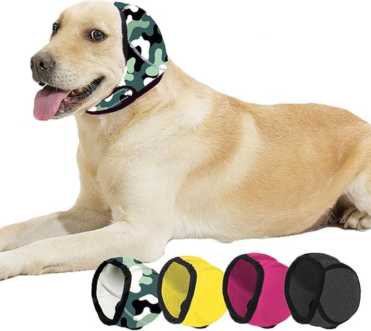 BAMY Swimming Waterproof Dog Ear Caps Calming Large Dog Ears Cover Shower Cap for Ear Protection for Bath for Grooming (Camouflage, S (Head Circumference 10"-15"))