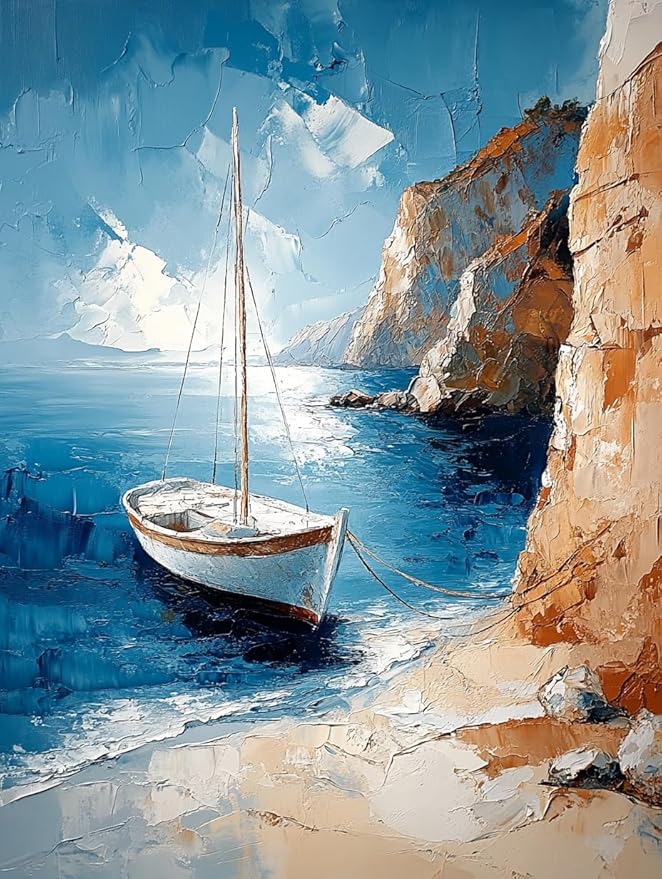DIY Paint by Numbers for Adults Beginner, Serene Bay with Calm Waters, Paint by Numbers Kit Dog Painting by Numbers for Adults, 16" x 20"
