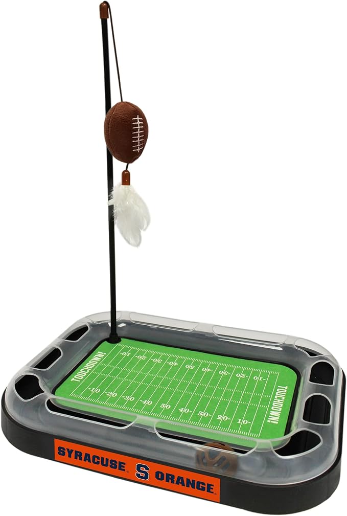 Pets First CAT Scratcher & Plush Football Toy with Catnip, Feather & Jingle Bell Interactive Ball - 5-in-1 Kitty Toy