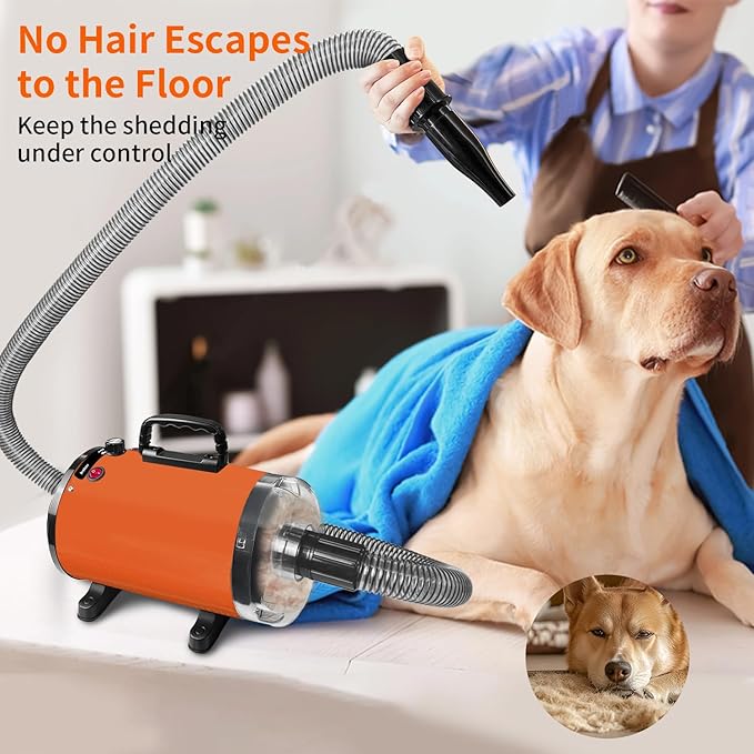 Dog Vacuum & Dryer for Shedding Grooming,5.2HP/ 3800W Dog Grooming Kit,Adjustable Speed and Temperature with 5 Nozzles