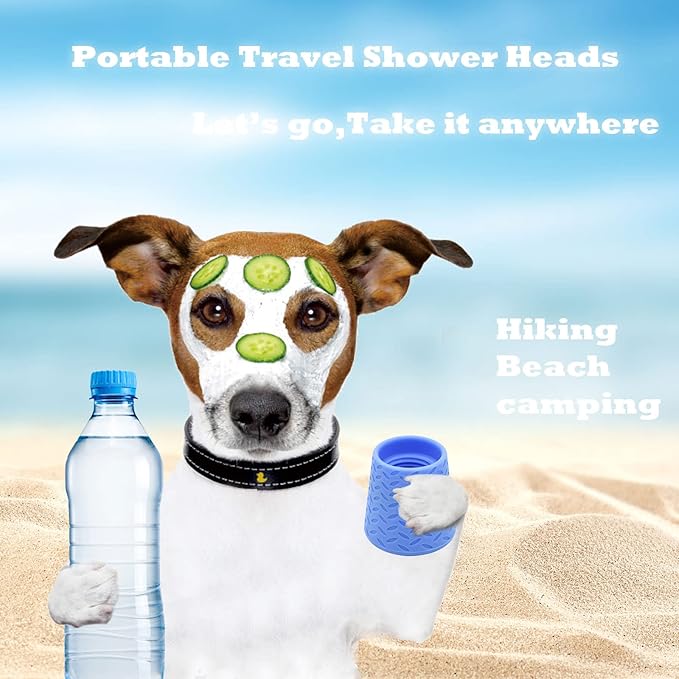 Silicone Dogs Shower Sprayer Head Attachment - Pet Shower Cap Sprinkler | Portable Outdoor Shower Heads for Camping, Hiking, Beach - Fits Most Plastic Mineral Water Bottle, 1 Pack Green