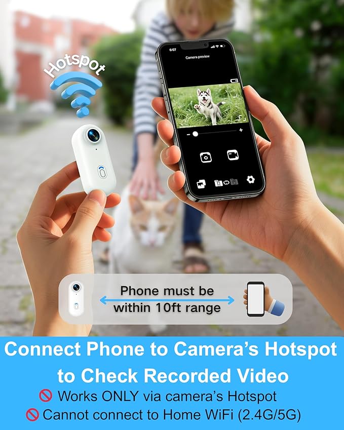 Dog & Cat Camera Collar with Phone APP, 1080P HD Video Recording, XS/M-Size Pet POV Cam for Dogs & Big Cats, Cordless Pet Collar Cameras with APP Viewing (M-Collar)