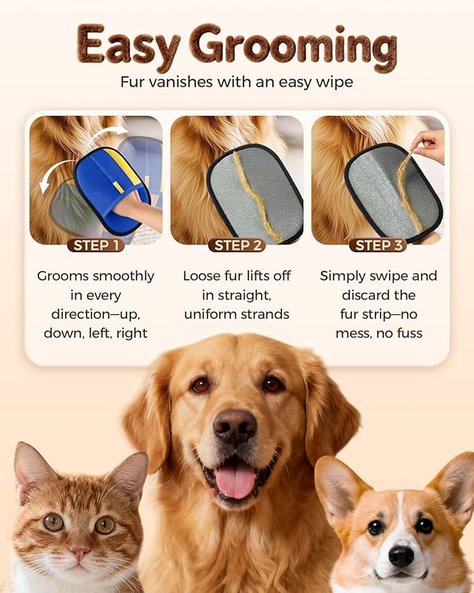 Pet Hair Removal Glove, Upgraded Thickened Pet Hair Remover Glove for Cats & Dogs, Reusable Powerful Cat Grooming Gloves, Pet Hair Remover Tool for Clothing, Couch, Furniture, Car Seats