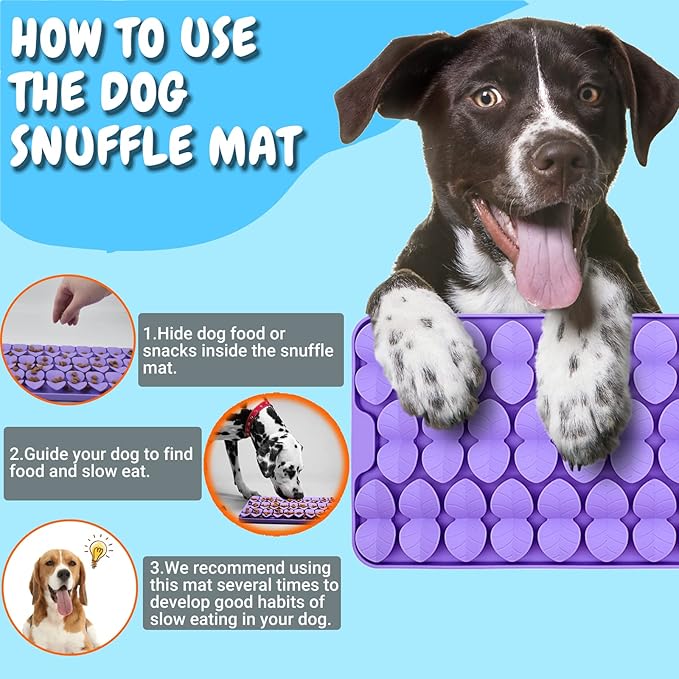Silicone Snuffle Mat for Dogs Slow Feeder Lick Mat with Suction Cups Dogs Sniff Mat Dogs & Cats Entertainment Toys for Boredom(Purple)