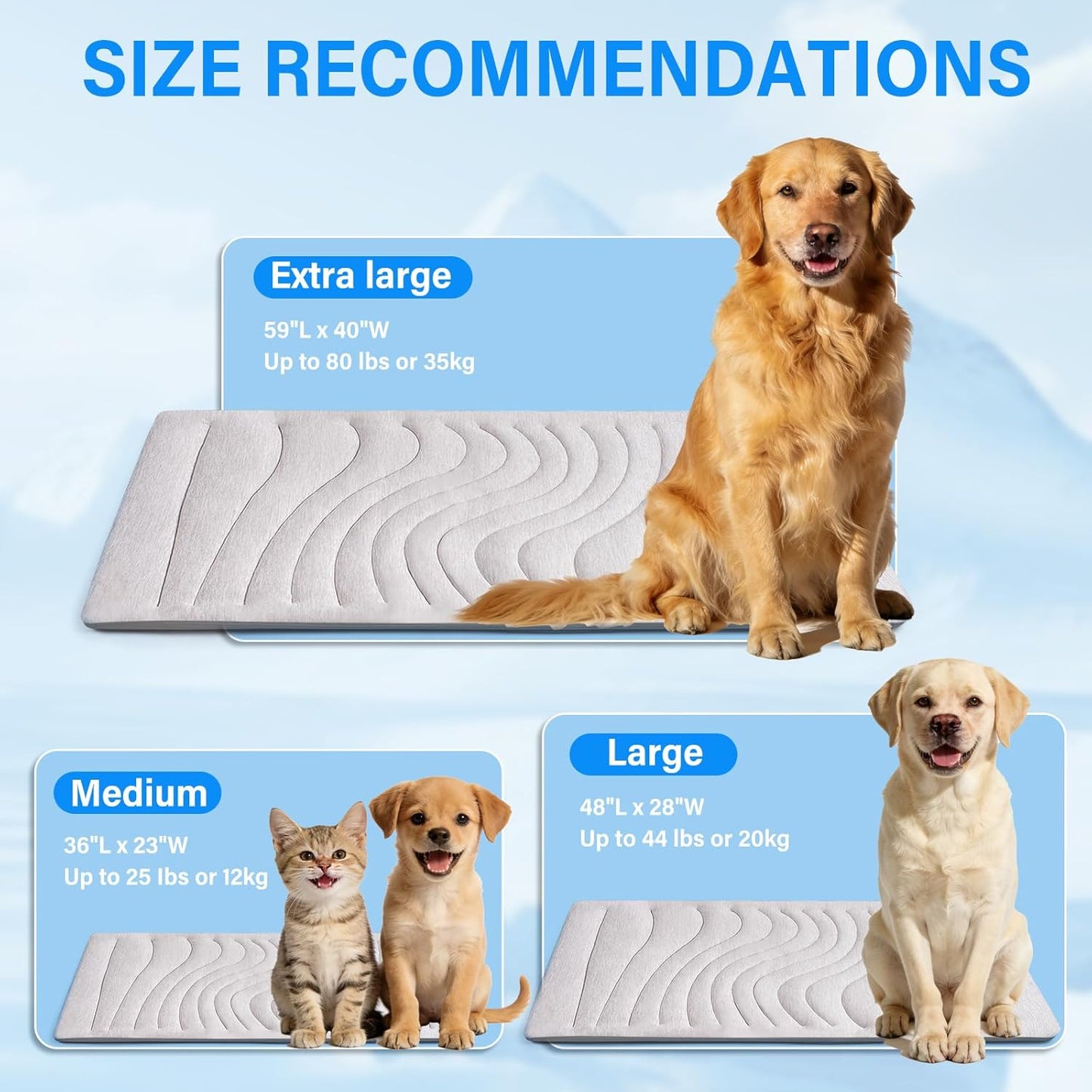 Dog Cooling Mat, 36"x23" Reversible Cooling Pad for Dogs Cats, Pressure Activated Pet Cooling Mat Indoor Outdoor, Scratch-Resistant & Machine Washable, Summer Dog Blanket, Grey