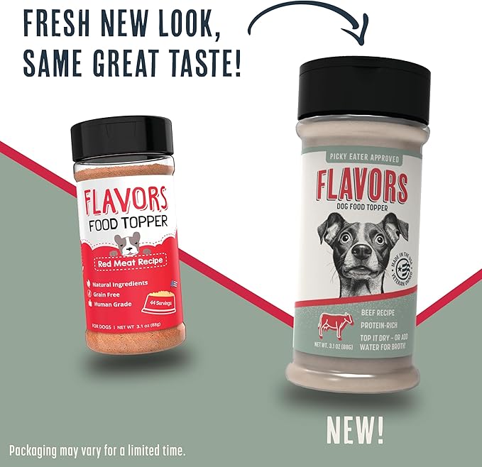 Flavors Dog Food Topper, Freeze-Dried, Grain-Free, (3 Pack), 3.1 oz - Beef Recipe