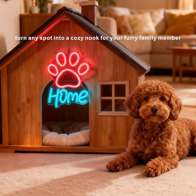 Pet Neon Sign - USB Powered Dog Crate Accessories, 9-Level Dimming Dog Gifts Cat Gifts LED Night Light for Pet House Puppy Supplies