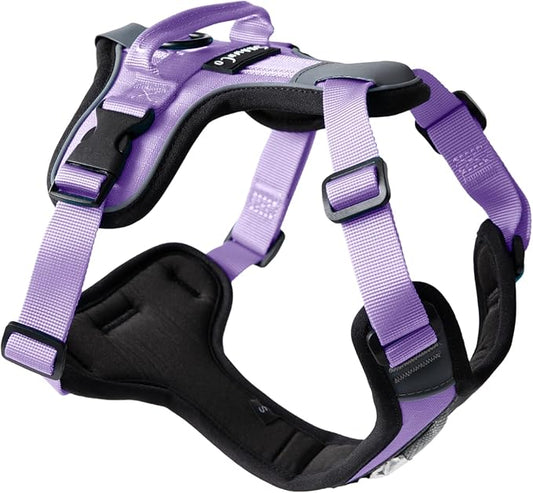 ShawnCo Basecamp Dog Harness, No-Pull Pet Vest with 3 Leash Clips, Padded, Reflective, Lightweight and Adjustable Harness with Handle for Small, Medium and Large Dogs (ICY Lilac, L)