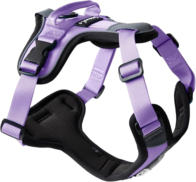 ShawnCo Basecamp Dog Harness, No-Pull Pet Vest with 3 Leash Clips, Padded, Reflective, Lightweight and Adjustable Harness with Handle for Small, Medium and Large Dogs (ICY Lilac, XS)