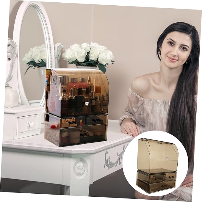 Acrylic Desktop Cosmetic Organizer Transparent Drawer Storage Box for Makeup Sundries Skincare Stylish and Chic Design for Home Office Use