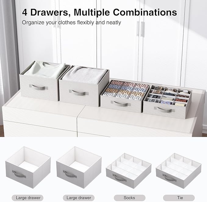 Hanging Closet Organizer with 4 Removable Compartment Drawers, Made of Washable 600D Oxford Fabric