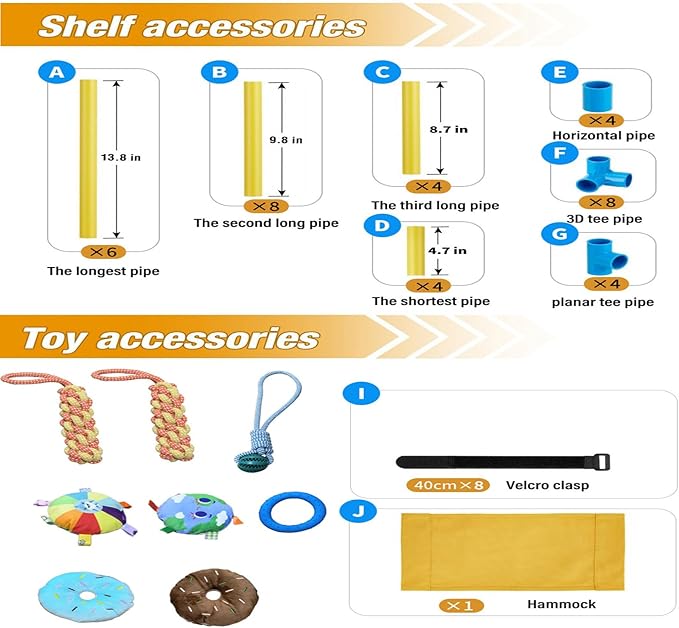 Puppy Play Gym with 8 Hanging Toys, Indoor Puppy Jungle Gym with Interactive Dog Enrichment Toys.PVC Frame with Small Dogs Hammock Enrichment Activity Center