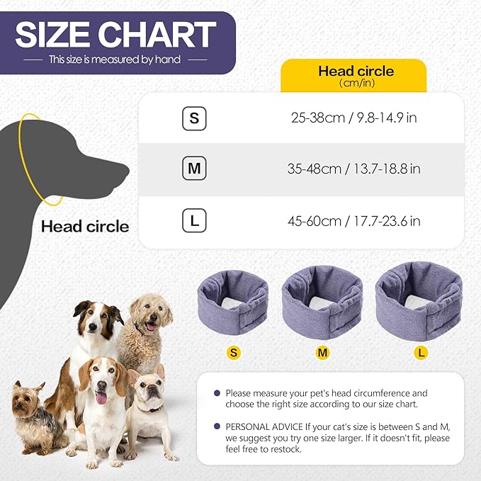 Dog Thunder Ear Muffs, Calming Hoodie, No Shake Ear Wraps for Hematoma Healing, Noise Protection Ear Wrap Head Cover to Relieve Anxiety, Dog Ear Cover for Grooming (Light Purple, S)