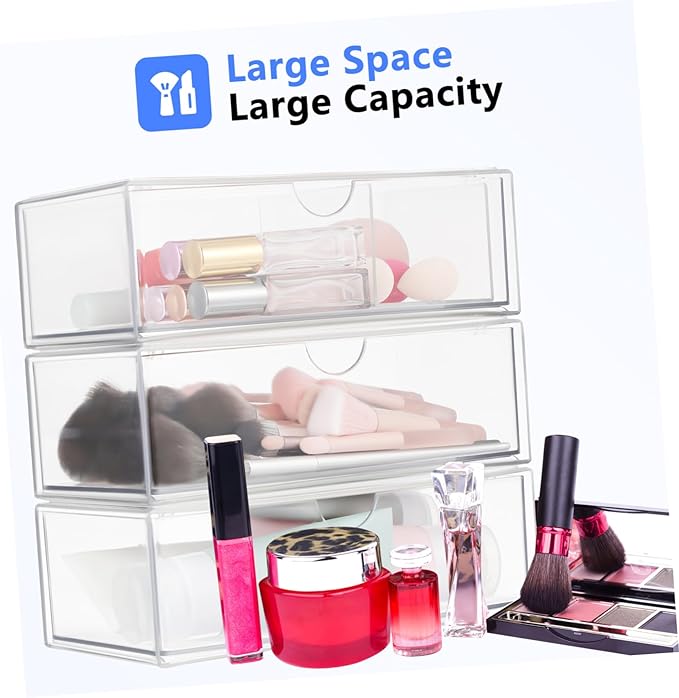 3pcs Acrylic Makeup Organizer Storage Box Lid Lipstick Holder Vanity Desk Small Compartment Ball