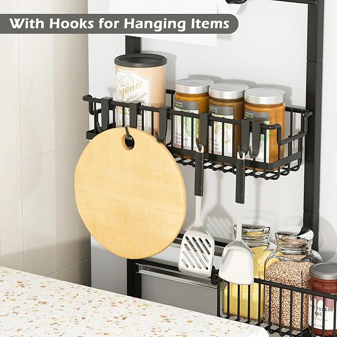 bukfen 6-Tier Slim Corner Shelf,Spice Rack Next to Fridge Slim,Narrow Storage Cabinet Organizer for Kitchen,Bathroom