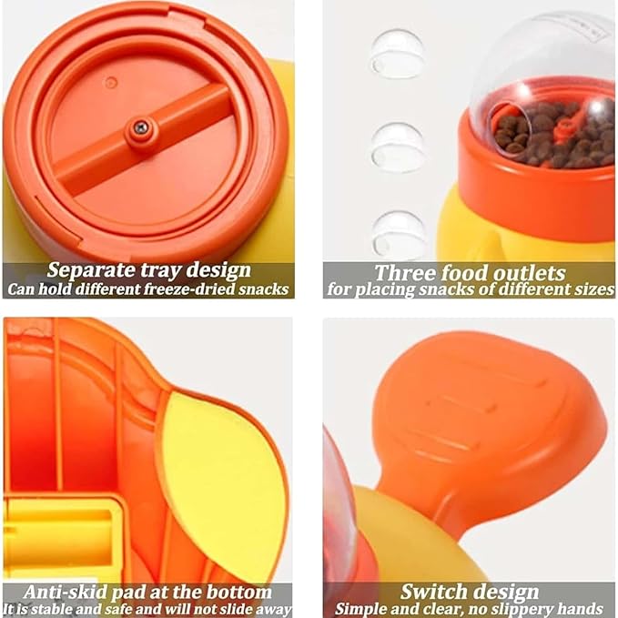 Duck Treat Dispenser Interactive Slow Feeder Puzzle Toy for Dogs and Cats, IQ Training Pet Enrichment Toy with Adjustable Openings(Yellow)