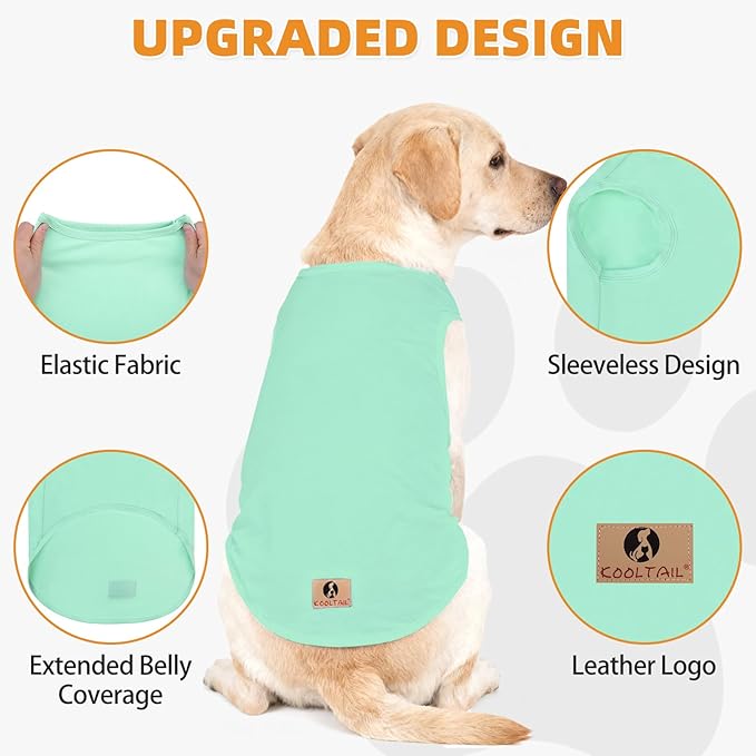 KOOLTAIL Dog Clothes for Large Dogs Girl Boy, 2 Pack Cotton Comfortable Dog T Shirts Coats for Outdoor, UV & Insect Protection Anti-Hair Loss & Lightweight Pet Vest Tank Tops Apparel,Green&Purple, 3XL