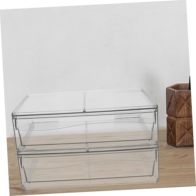 2pcs Acrylic Makeup Organizer Box Drawer Detachable Desktop Storage for Cosmetics Bathroom Accessories and Items and Easy to Clean