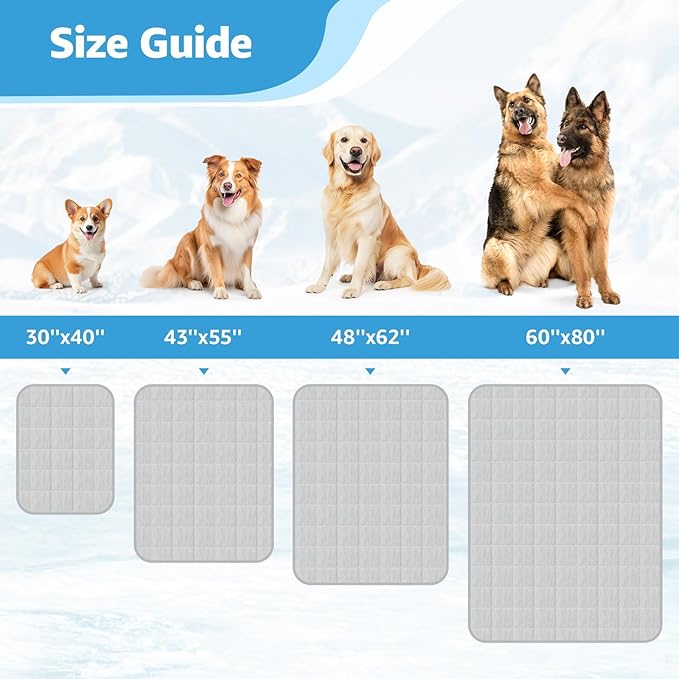Dog Cooling Blanket, 0.4 Q-MAX Cooling Blanket for Dogs Washable, Cool to Touch Pet Blanket Cooling Comforter Throw for Bed Cover, Soft Lightweight Cold Mats for Pet Summer Sleeping (30"×40"/Grey)