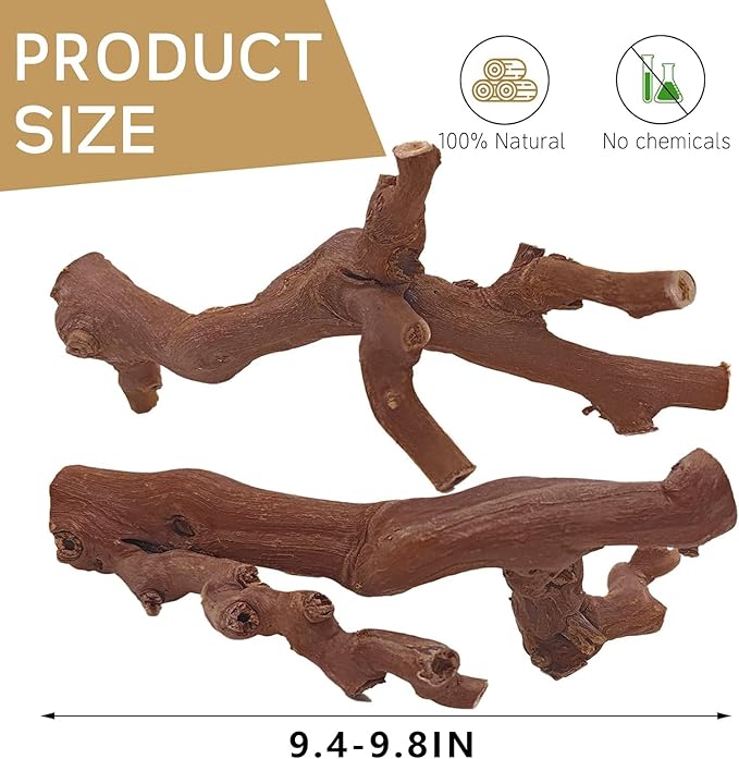 kathson 2Pcs Wood Hamster Climbing Branches Decor, Natural Wooden Syrian Hamster Climb Chewing Toys, Rat Exercise Toys, Small Animal Habitat Decor Accessories for Dwarf Pets, Mice, Gerbils